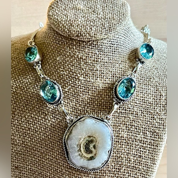 Solar Quartz Statement Necklace 15” - 17” - Picture 8 of 13